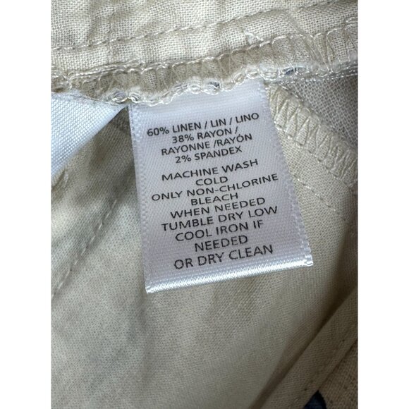 Ann Taylor LOFT Linen Blend Floral Print Shorts size 2 Cream/Blue - Picture 3 of 7